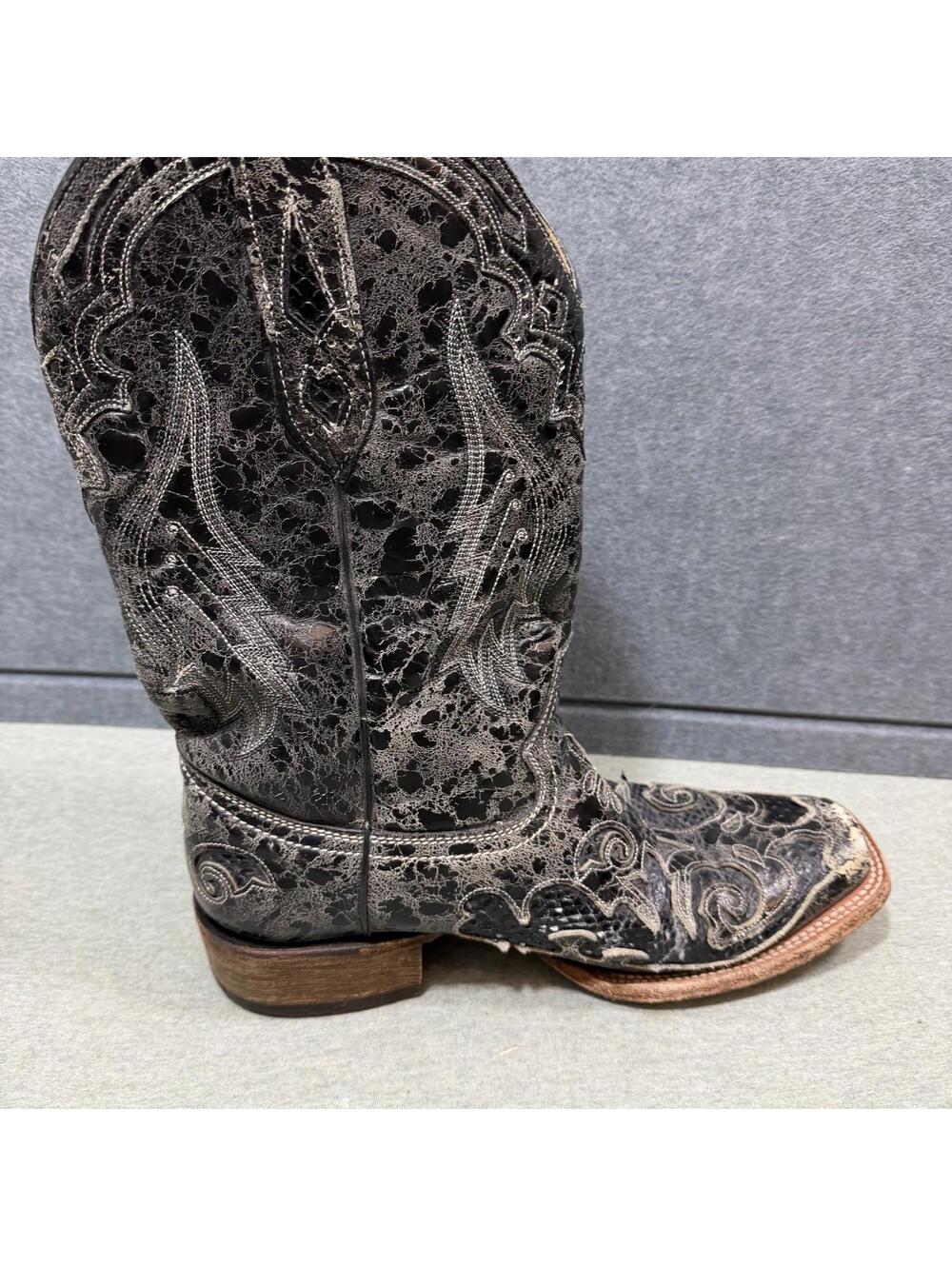 Corral Vintage Boots Western Cowgirl Embroidered Leather Gray Womens Size 10M - Picture 4 of 10
